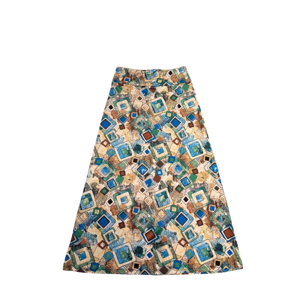 Geometric Abstract Printed Maxi Skirt Touch Express Women's Size Medium Artsy